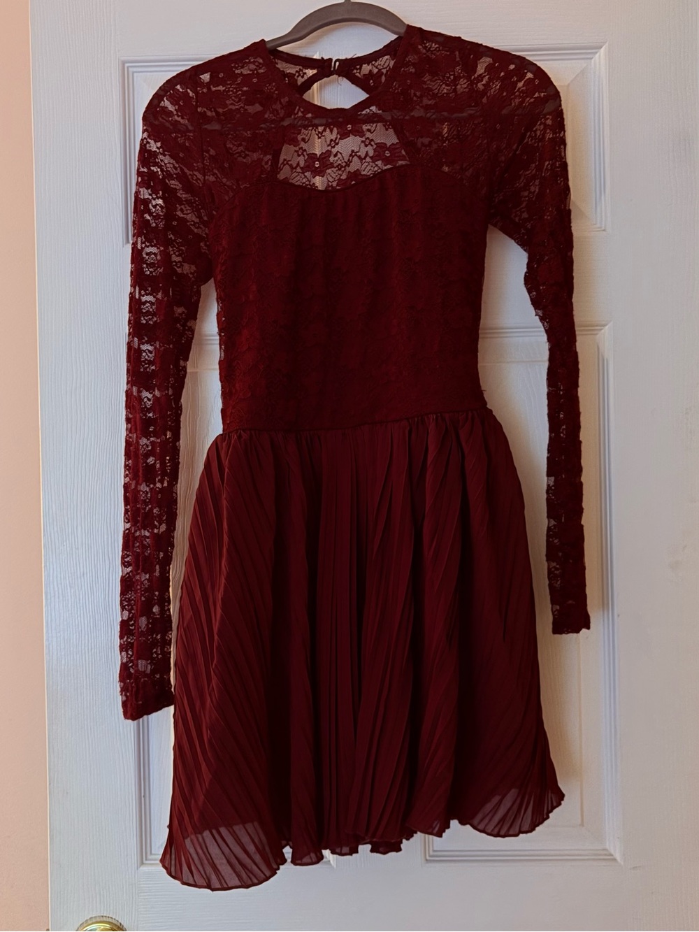Balera Burgundy Lace Open Back Lyrical Contemporary Dance Dress Leotard Size MA